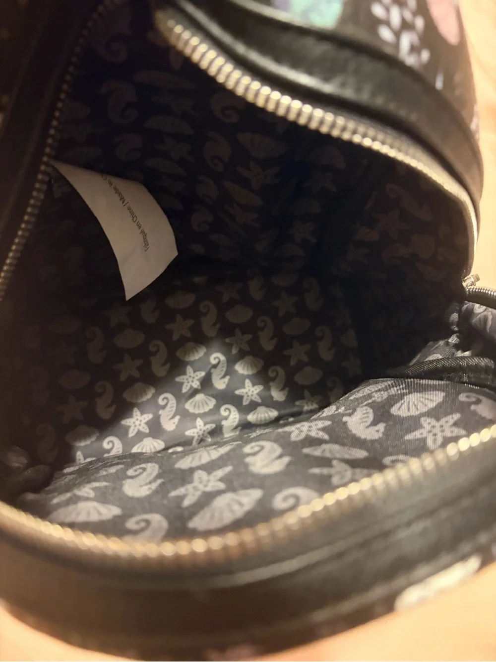Disney Loungefly Black Ariel Print Mini Backpack